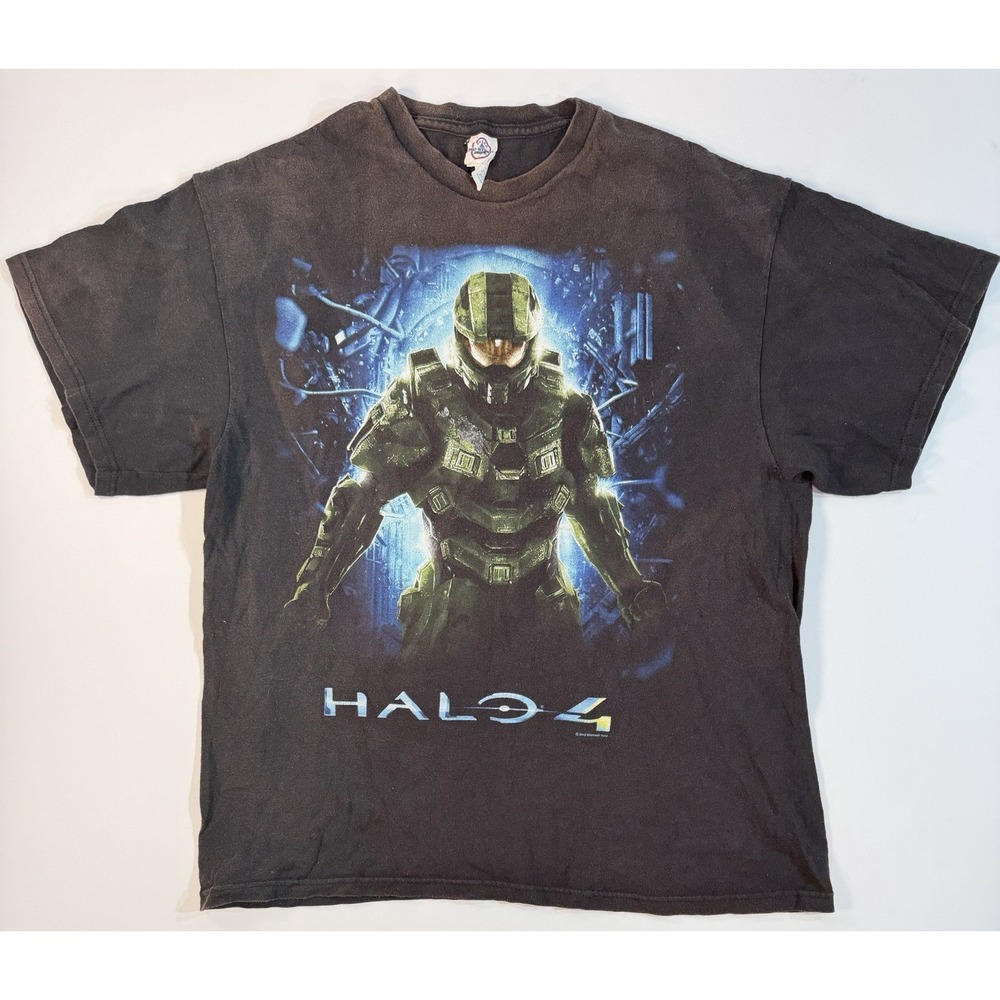 Halo 4 T Shirt Large Black Master Chief 2012 Microsoft Xbox Game Tee